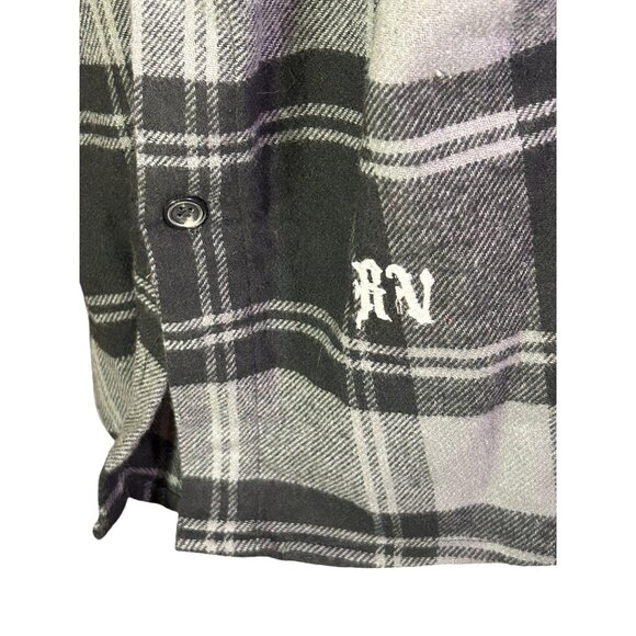 Rebel Vengeance Mens Plaid Patchwork Shirt Jacket XL 100% Cotton Red & Black - Picture 7 of 14